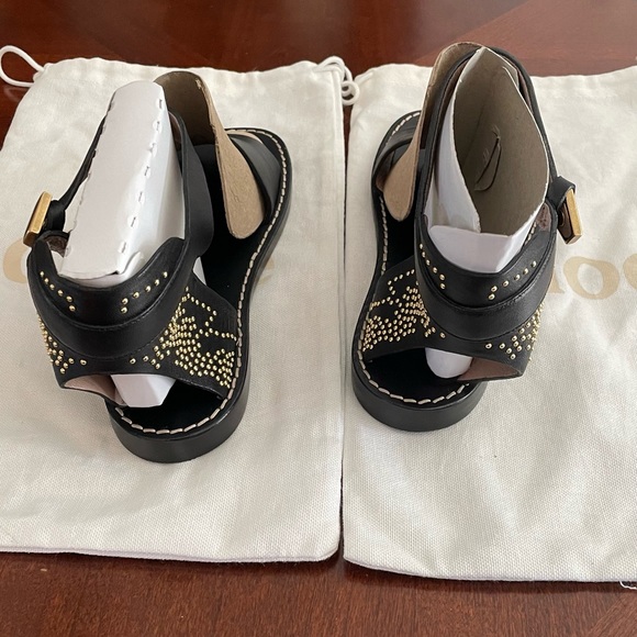 NEW CHLOE Suzanna Studded Leather Ankle Strap Sandals - - Picture 3 of 8